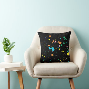 Paint Splatters On Black Cushion