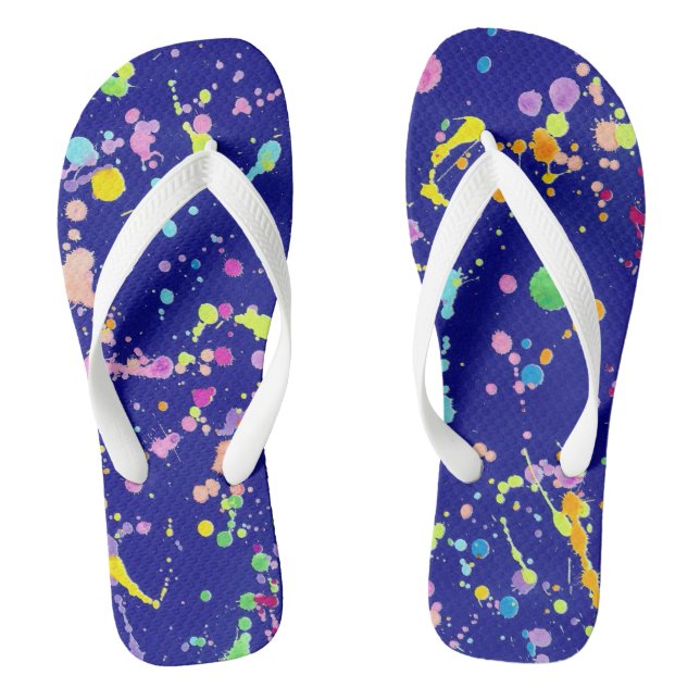 Paint Splatters on Blue Graphic Design Jandals (Footbed)