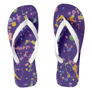 Paint Splatters on Purple Graphic Design Jandals