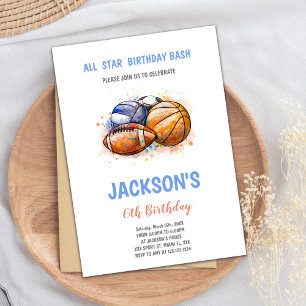 Paint Sports Birthday Invitations