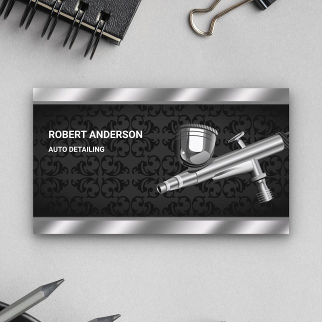 Paint Spray Gun Auto Body Detailing Painting Business Card (Creator Uploaded)