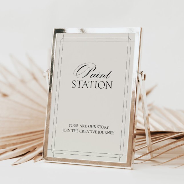Paint Station Vintage Classic Light Grey Sign      Invitation (Paint Station Vintage Classic Light Gray Sign)