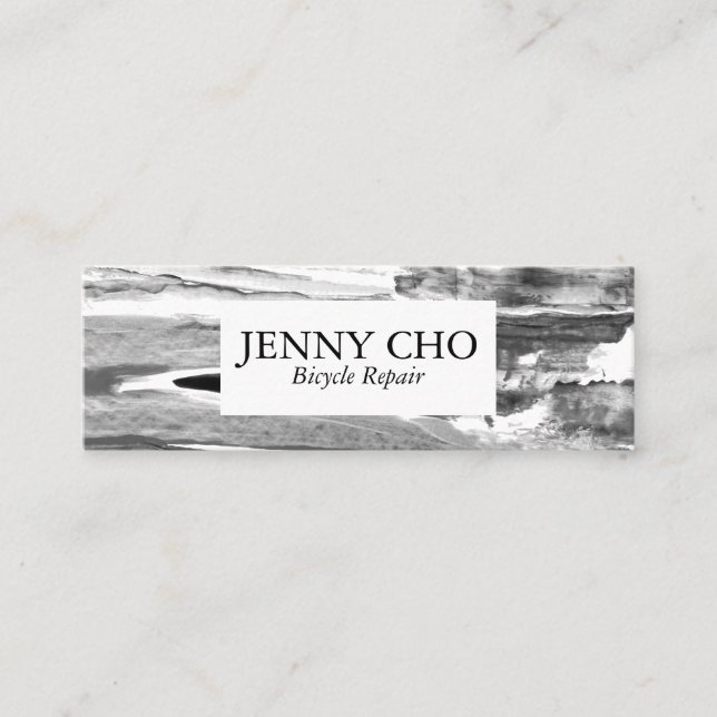 Paint stripe hand painted texture minimalist black mini business card (Front)