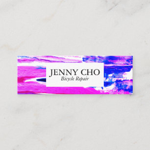 Paint stripe hand painted texture pink blue purple mini business card