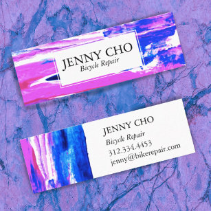 Paint stripe hand painted texture pink purple mini business card