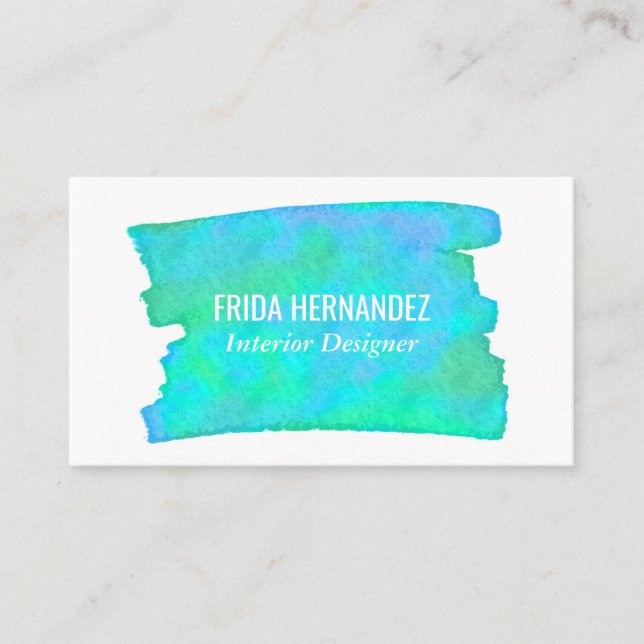Paint Stripes Elegant Blue Green Minimal Business Card (Front)