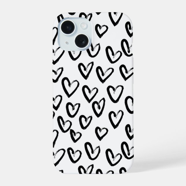 Paint Stroke Heart Pattern iPhone 15 Case (Back)