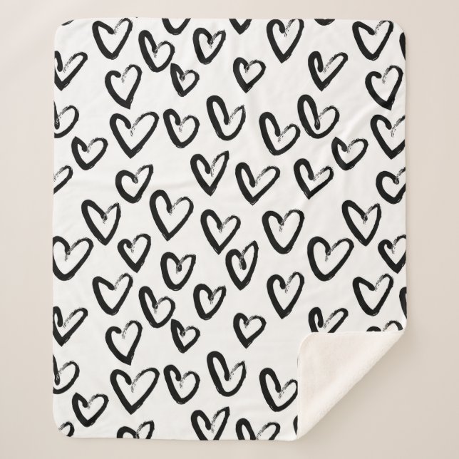 Paint Stroke Heart Pattern Sherpa Blanket (Front)