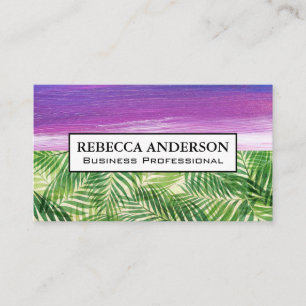 Paint Stroke Palm Leaves Business Card