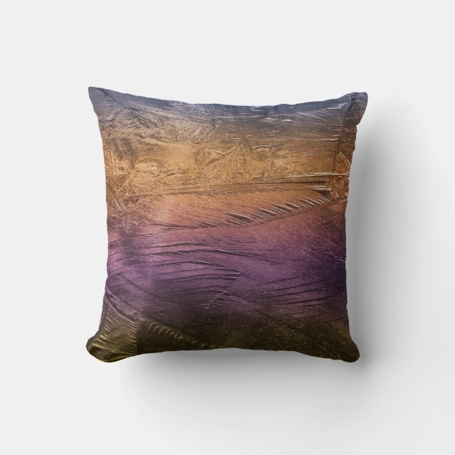 Paint Stroke Purple Bronze Orange Metllic Accent Cushion (Front)