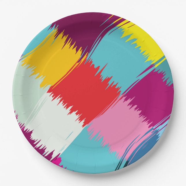 Paint strokes abstract design paper plate (Front)