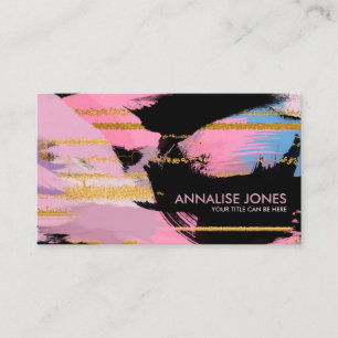 Paint strokes and gold lines - pastels business card
