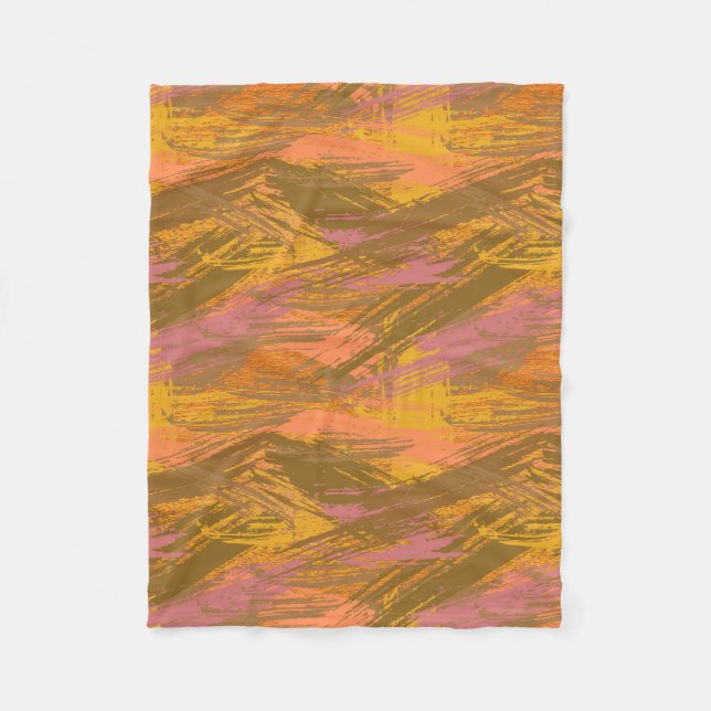 Paint Strokes Autumn Hues Fleece Blanket (Front)