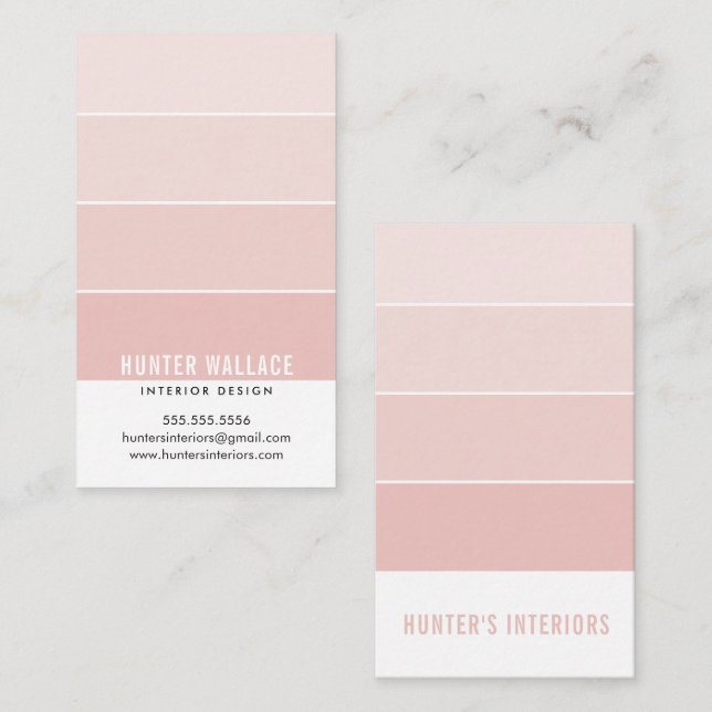 PAINT SWATCH CHIP modern interior ombre dusky pink Business Card (Front/Back)