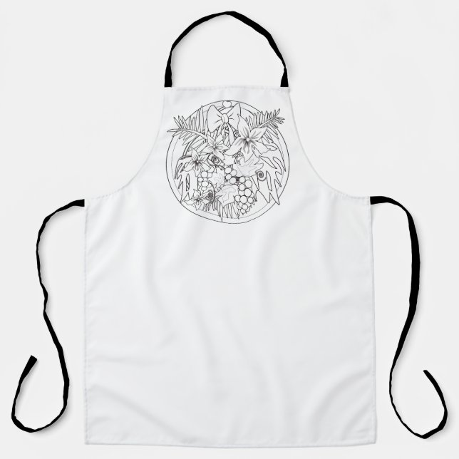 Paint the picture yourself a tropical pattern  apron (Front)