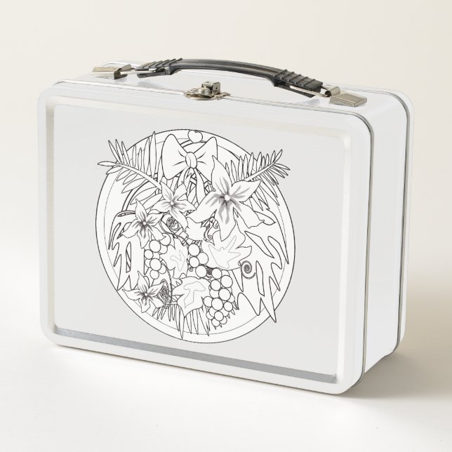 Paint the picture yourself a tropical pattern  metal lunch box (Front)