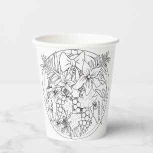 Paint the picture yourself a tropical pattern paper cups