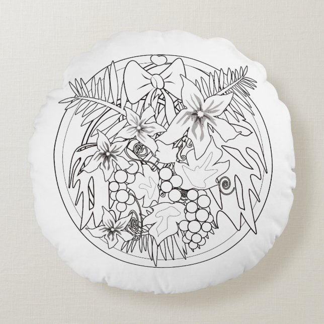 Paint the picture yourself a tropical pattern  round cushion (Front)
