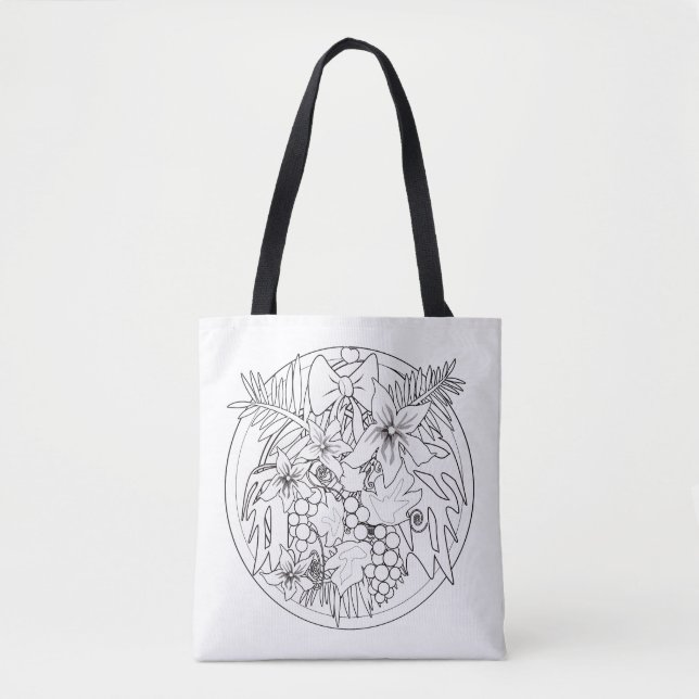 Paint the picture yourself a tropical pattern  tote bag (Front)