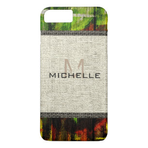Paint Wood Look Burlap Rustic Monogram #5 Case-Mate iPhone Case
