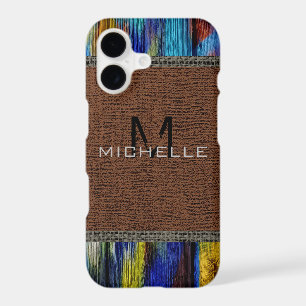 Paint Wood Look Burlap Rustic Monogram #9