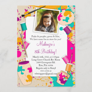 Paint Your Own Pottery Birthday Party Invitation