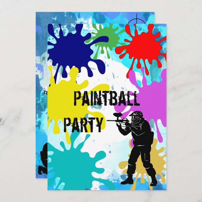 Paintball 13th Birthday Invitation (Front/Back)
