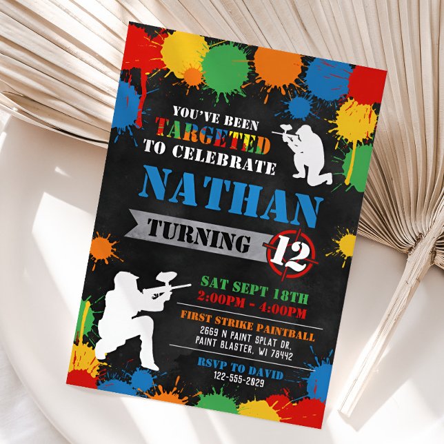Paintball Birthday Invitation, Paintball Invite (Paintball Birthday Invitation)