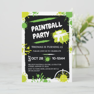 Paintball Birthday Party Invitation