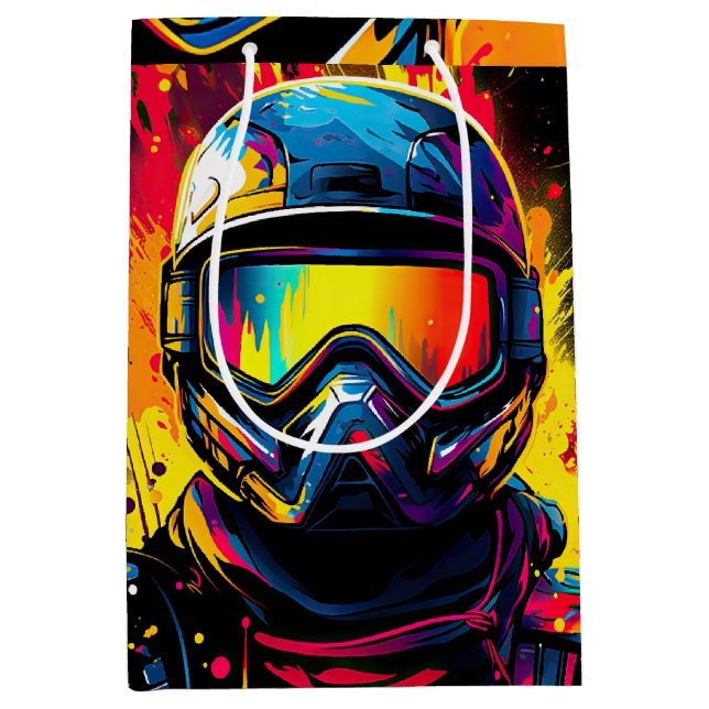 Paintball Birthday Party Paint Splat Medium Gift Bag (Front)