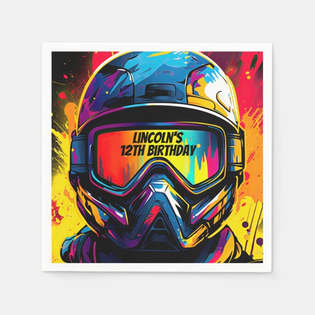 Paintball Birthday Party Personalised Napkin (Front)