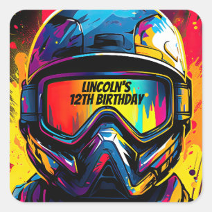 Paintball Birthday Party Personalised Square Sticker