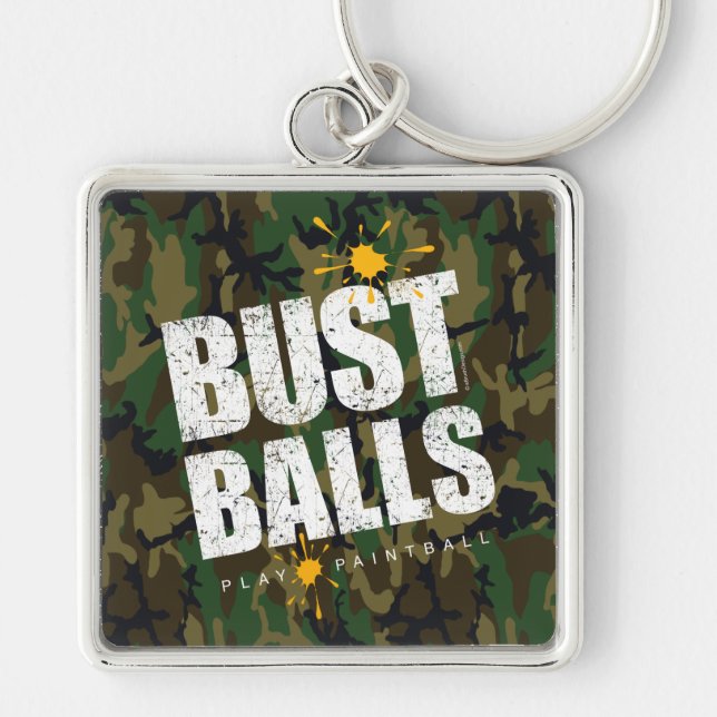 Paintball Bust Balls (camo) Key Ring (Front)