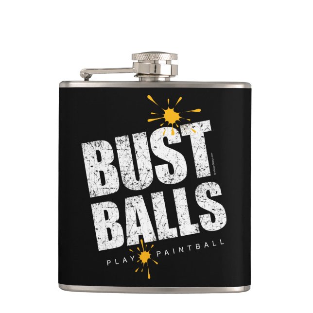 Paintball Bust Balls Hip Flask (Front)