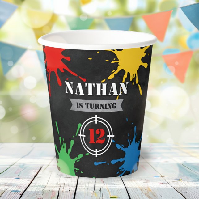 Paintball Fun Paint Splatter Kids Birthday Party Paper Cups (Creator Uploaded)