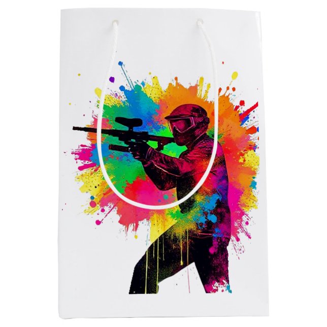 Paintball Gamer Colourful Design Medium Gift Bag (Front)