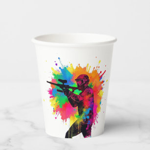 Paintball Gamer Colourful Design Paper Cups