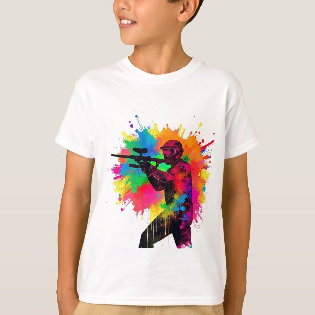 Paintball Gamer Colourful Design T-Shirt (Front)