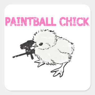 Paintball Gun Chick Square Sticker
