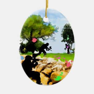Paintball in the Spring Ceramic Tree Decoration