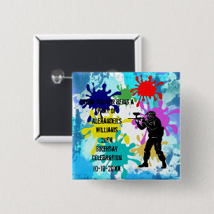 Paintball Party 15 Cm Square Badge