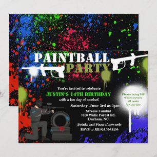 Paintball Party Birthday Invitation