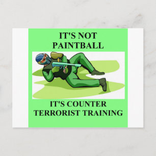 paintball player postcard