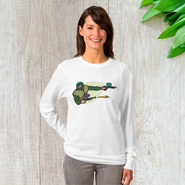 Paintball Player with Dual Markers Action Sports  T-Shirt (Creator Uploaded)