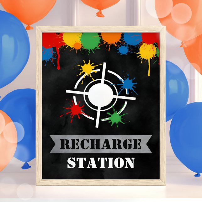 Paintball Recharge Station Boy Birthday Party Poster (Creator Uploaded)