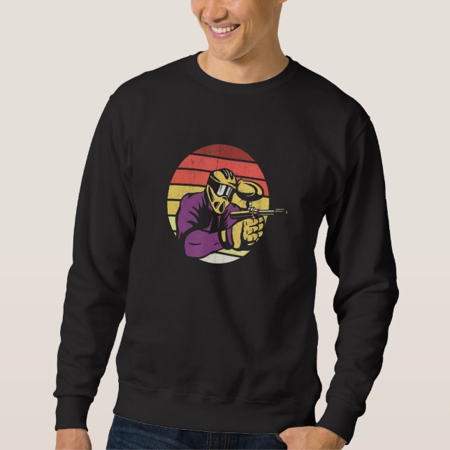 Paintball Retro Sunset Shooting For Paint Splatter Sweatshirt (Front)
