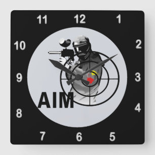 Paintball Shooter AIM Square Wall Clock
