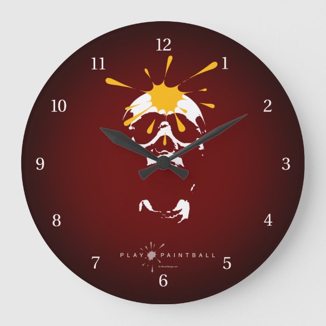 Paintball Skull Large Clock (Front)