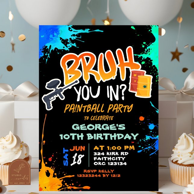 Paintball Teenager Bruh You In Birthday Party Invitation (Creator Uploaded)