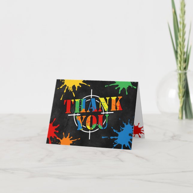 Paintball Thank You Birthday Folded Card (Front)